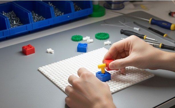 部品の組み立ての風景